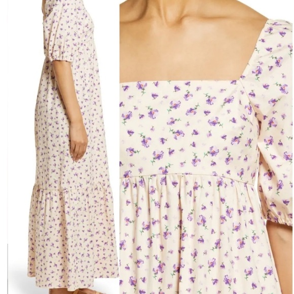 NEW FOURTEENTH PLACE Floral Puff Sleeve Maxi Dress Size M - Picture 2 of 11